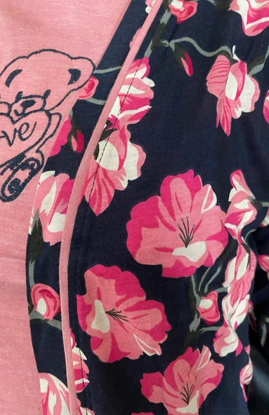 Kadın Viskon Sabahlıklı Üçlü Lohusa Pijama Takımı Lila - 386