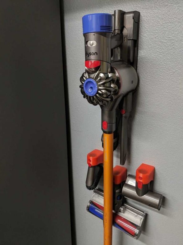 Dyson V6/V8 İçin 3lü Duvara Montaj Aparatı Tutucu Stand Düzenleyici Raf Turuncu - 1
