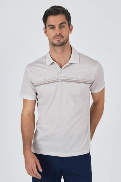 Kısa Kol Baskılı Pike Polo Yaka Cepsiz Slim Fit Tişört 1011250168 ürün görseli