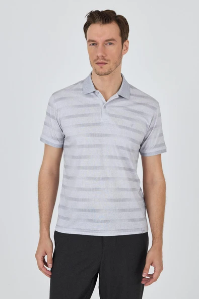 Kısa Kol Baskılı Pike Polo Yaka Cepsiz Slim Fit Tişört 1011250170 - Resim 3