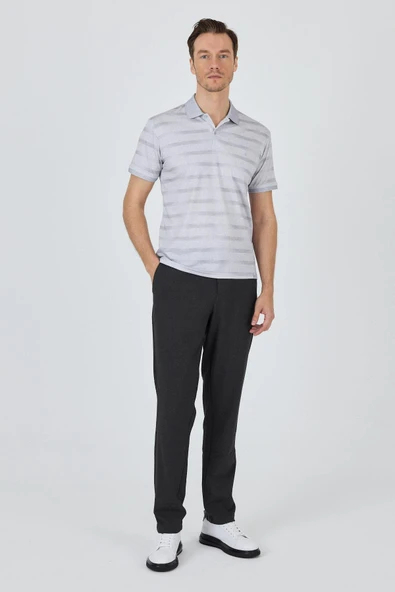 Kısa Kol Baskılı Pike Polo Yaka Cepsiz Slim Fit Tişört 1011250170 - Resim 2