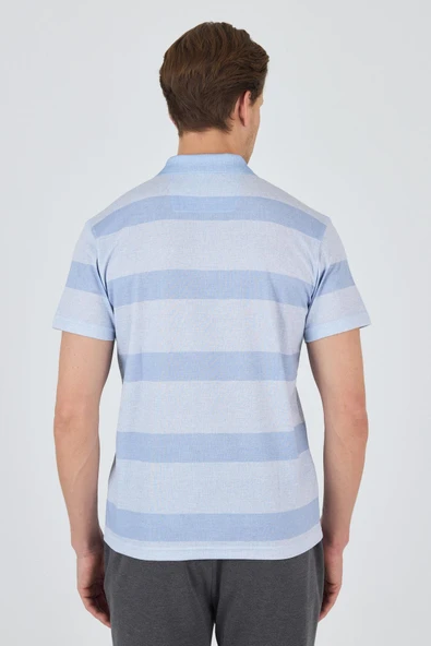 Kısa Kol Desenli Pike Polo Yaka Cepsiz Slim Fit Tişört 1011250128 - Resim 5