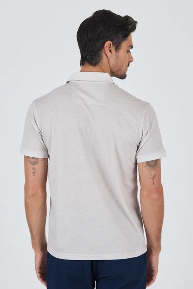 Kısa Kol Baskılı Pike Polo Yaka Cepsiz Slim Fit Tişört 1011250168 - Resim 5