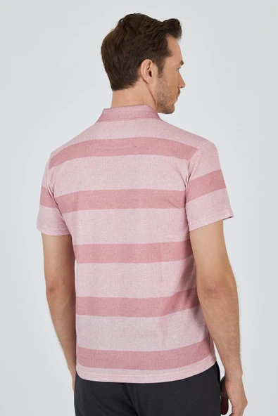 Kısa Kol Desenli Pike Polo Yaka Cepsiz Slim Fit Tişört 1011250128 - 5