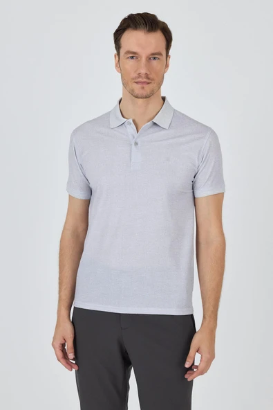 Gri Kısa Kol Baskılı Pike Polo Yaka Cepsiz esnek Casual Slim Fit Tişört 1011250153 ürün görseli