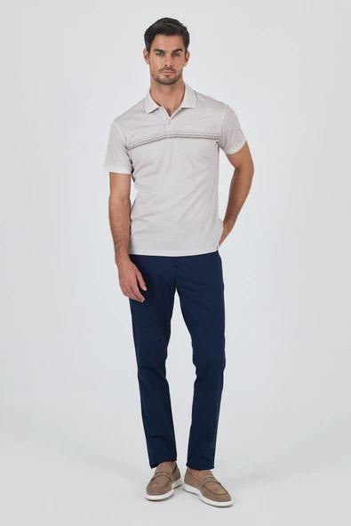 Kısa Kol Baskılı Pike Polo Yaka Cepsiz Slim Fit Tişört 1011250168 - Resim 2