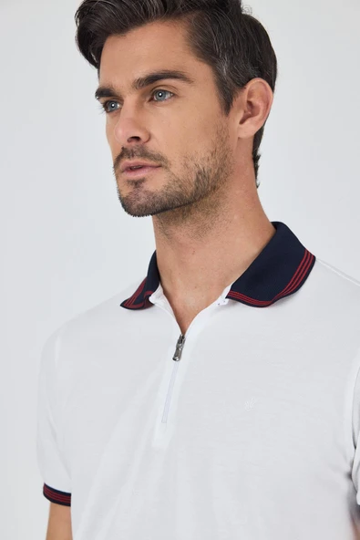 Kısa Kol Düz Pike Polo Yaka Cepsiz %100 Pamuk Slim Fit Tişört 1011250130 - Resim 4