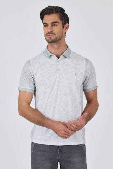 Kısa Kol Baskılı Pike Polo Yaka Cepsiz Slim Fit Tişört 1011250167 - Resim 3