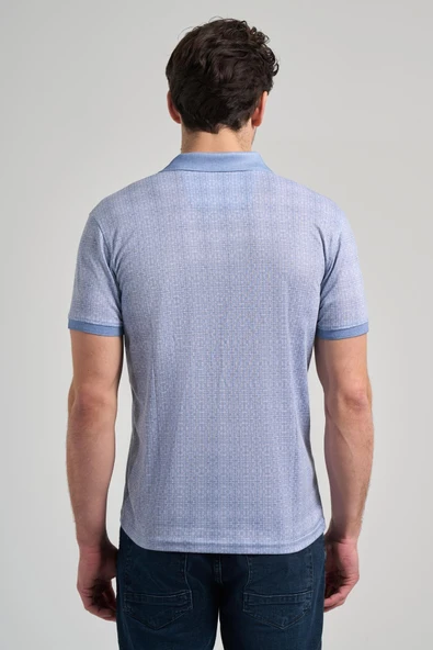 Mavi Kısa Kol Baskılı Pike Polo Yaka Cepsiz esnek Casual Slim Fit Tişört 1011250150 - 5