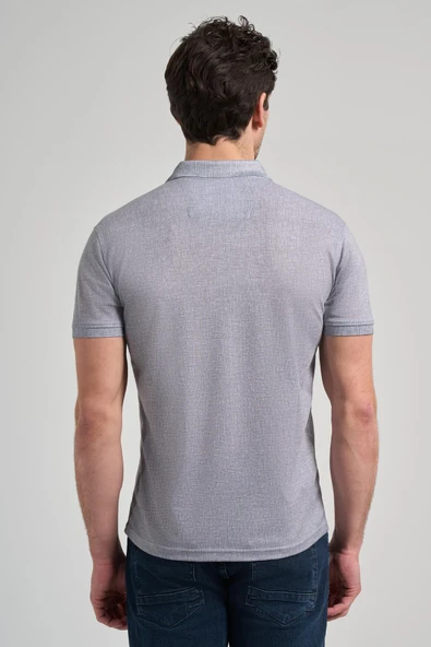 Füme Kısa Kol Baskılı Pike Polo Yaka Cepsiz esnek Casual Slim Fit Tişört 1011250151 - Resim 5