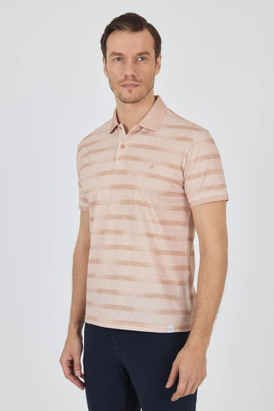 Kısa Kol Baskılı Pike Polo Yaka Cepsiz Slim Fit Tişört 1011250170 - Resim 3