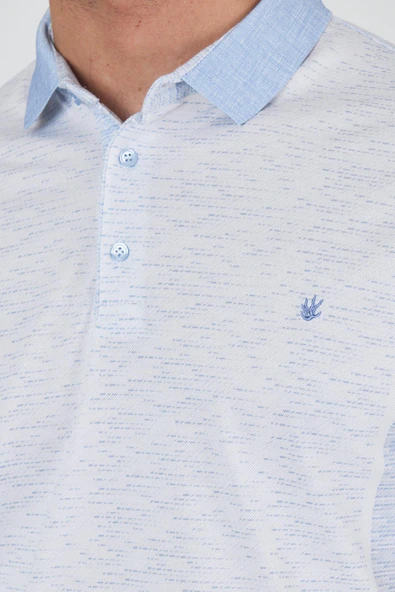 Kısa Kol Baskılı Pike Polo Yaka Cepsiz Slim Fit Tişört 1011250167 - Resim 4