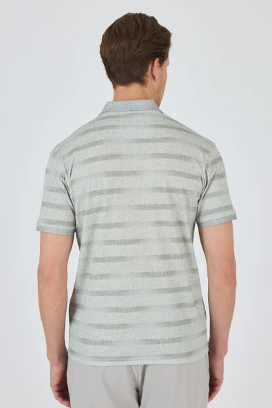 Kısa Kol Baskılı Pike Polo Yaka Cepsiz Slim Fit Tişört 1011250170 - Resim 5