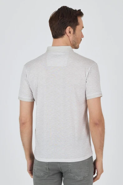 Kısa Kol Baskılı Pike Polo Yaka Cepsiz Slim Fit Tişört 1011250167 - Resim 5