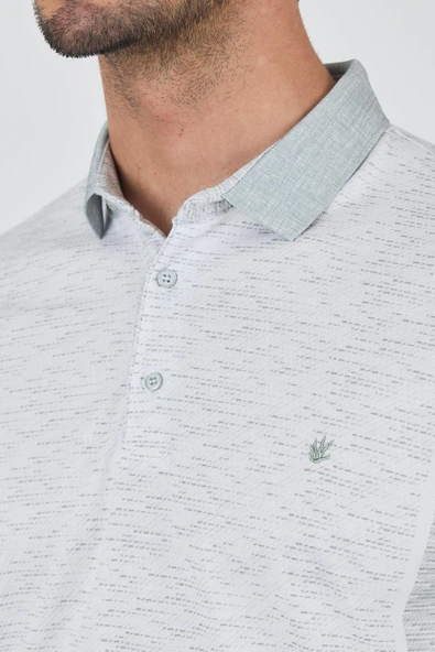 Kısa Kol Baskılı Pike Polo Yaka Cepsiz Slim Fit Tişört 1011250167 - Resim 4