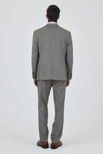 Bej Mono Yaka Esnek 6 Drop Comfort Fit Classic Takım Elbise 1001250152 - 5
