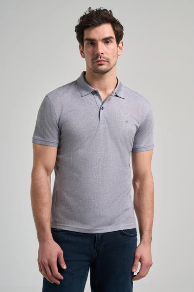 Füme Kısa Kol Baskılı Pike Polo Yaka Cepsiz esnek Casual Slim Fit Tişört 1011250151 - Resim 3