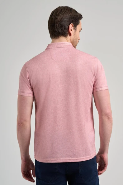 Pudra Kısa Kol Baskılı Pike Polo Yaka Cepsiz esnek Casual Slim Fit Tişört 1011250151 - Resim 5