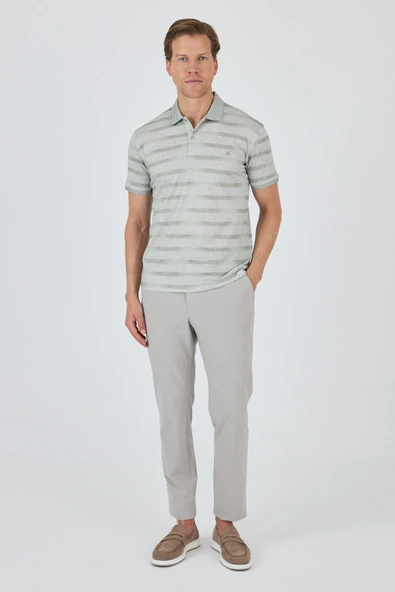 Kısa Kol Baskılı Pike Polo Yaka Cepsiz Slim Fit Tişört 1011250170 - Resim 2