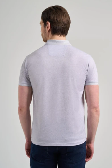 Gri Kısa Kol Baskılı Pike Polo Yaka Cepsiz esnek Casual Slim Fit Tişört 1011250151 - Resim 5