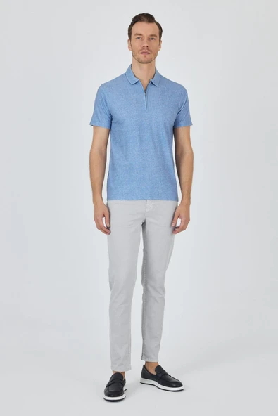 Mavi Polo Yaka Kısa Kol Cepsiz Slim Fit Classic Tişört 1011250176 - 2