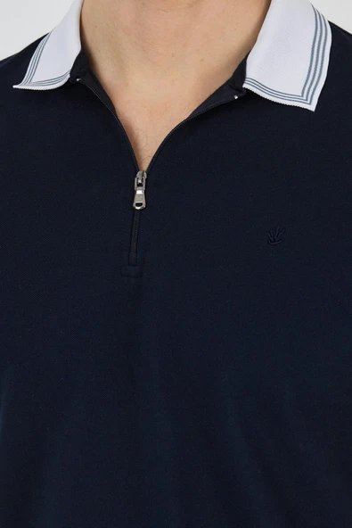 Kısa Kol Düz Pike Polo Yaka Cepsiz %100 Pamuk Slim Fit Tişört 1011250130 - Resim 4