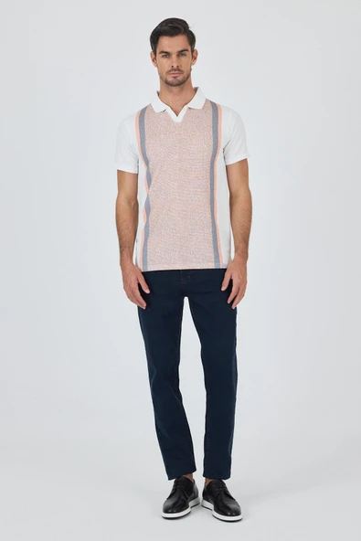 Kısa Kol Baskılı Suprem İtalyan Yaka Cepsiz Slim Fit Tişört 1011250123 - Resim 2