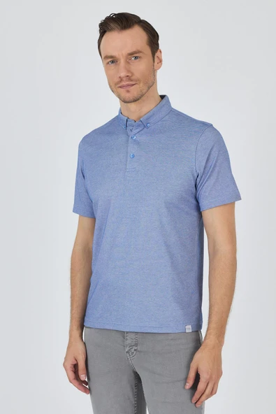 Saks Kısa Kol Düz Suprem Polo Yaka Cepsiz Pamuklu Casual Slim Fit Tişört 1011250160_602 - Resim 3