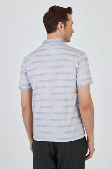 Kısa Kol Baskılı Pike Polo Yaka Cepsiz Slim Fit Tişört 1011250170 - Resim 5