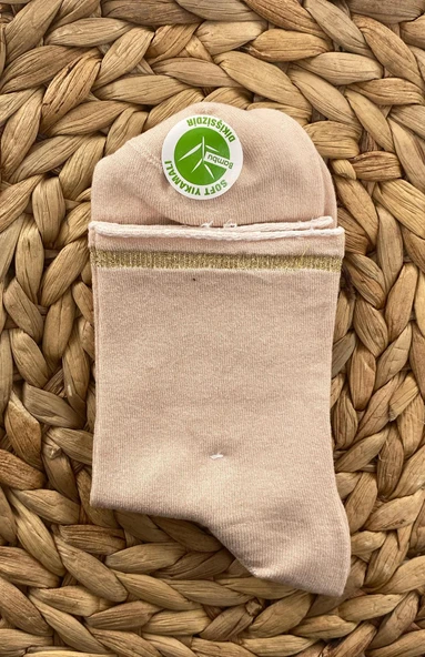 Kadın Bambu Bileği Simli Kolej Çorabı 6 Çift Slayt - 2