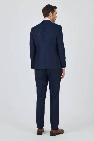 Düz Filafil Mono Yaka Tam Astar Yelekli 6 Drop Slim Fit Takım Elbise 1001250171 - 5