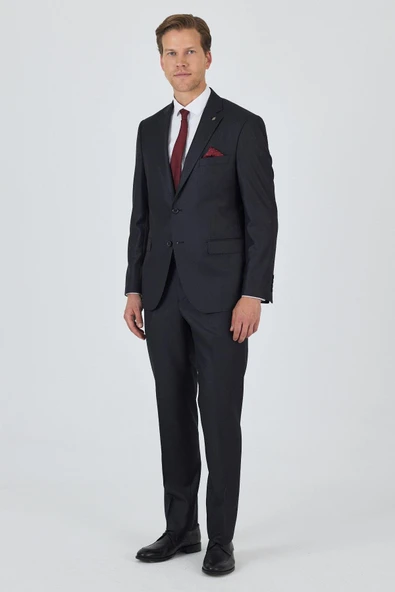 Düz Filafil Mono Yaka Tam Astar 6 Drop Comfort Fit Takım Elbise 1001250170 - 2