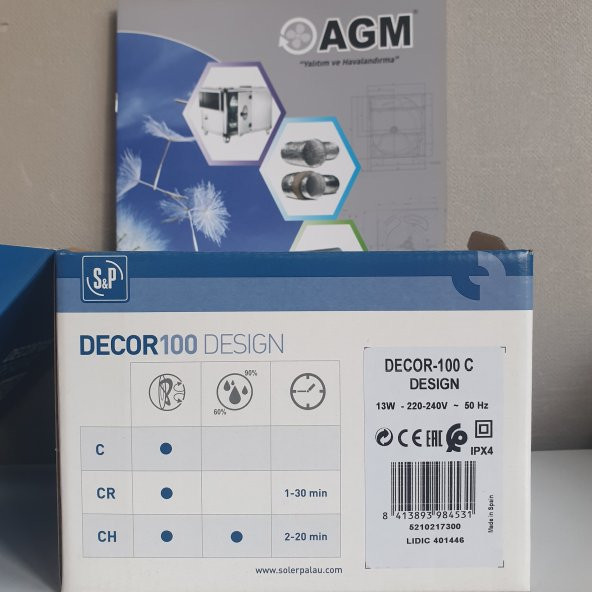 Banyo Fanı Soler&Palau Decor Design 100 C Mutfak Ortam Havalandırma Fanı 100lük Ø100m, 80 m³/h Debili Neon Pilot Lamba Geri Tepme Ventilli - 5