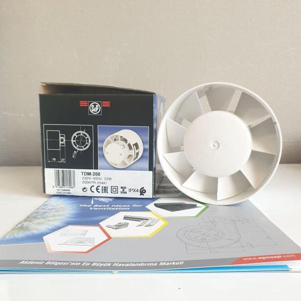 Soler & Palau TDM 200 Aksiyel Fan 200 m³/h  Ø125mm Aşırı Isınmaya Karşı Korumalı Duvar İçine Monte Edilebilir Güçlü Sessiz Fan - 3