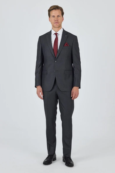 Düz Filafil Mono Yaka Tam Astar 6 Drop Comfort Fit Takım Elbise 1001250170 - 2