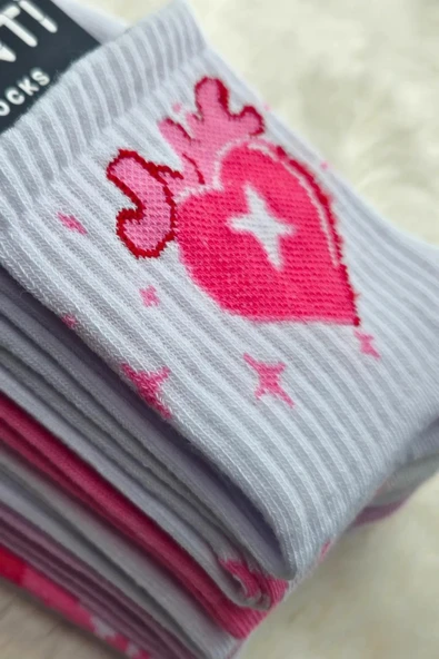 Kadın Sevgililer Günü Hediye Çorap Seti Love Desenli Kolej Çoraplar 6 Çift Esinti - 2