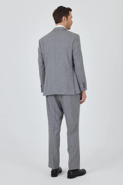 Gri Mono Yaka Esnek 4 Drop Comfort Fit Classic Takım Elbise 1001250159 - 5