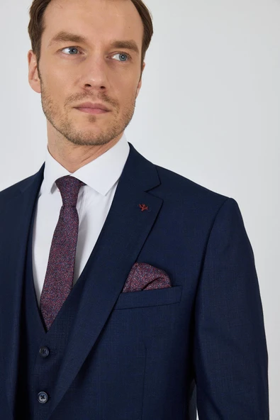 Düz Filafil Mono Yaka Tam Astar Yelekli 6 Drop Slim Fit Takım Elbise 1001250171 - 4