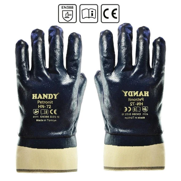 Handy HN-72 Nitril Kaplı Petrolcü İş Eldiveni İnşaat Sanayi Eldiven XL (1 ÇİFT)