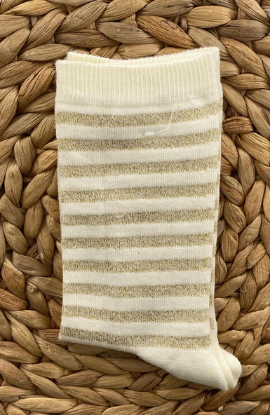 Kadın Simli Yan Şeritli Soket Çorabı 4 Çift Saradonna - 3