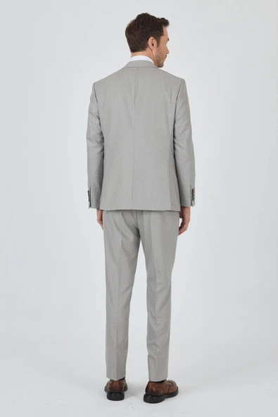 Açık Bej Mono Yaka Astarlı Çift Yırtmaç Esnek 6 Drop Comfort Fit Classic Takım Elbise 1001250161 - 5