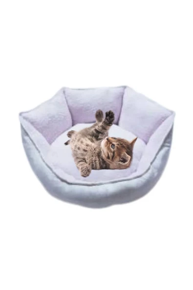 Pribor Yumuşak Silinebilir Kedi Ve Köpek Yatağı 55 Cm Çap Açık Pembe ürün görseli 1