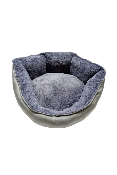 Pribor Yumuşak Silinebilir Kedi Ve Köpek Yatağı 55 Cm Çap Gri - Resim 2