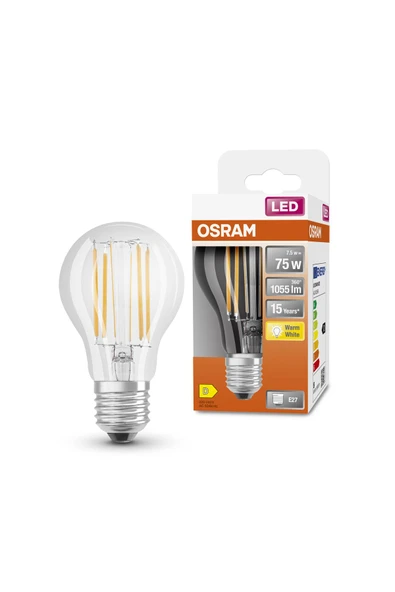 Osram Led Flament 7.5W 2700K 1055lm E27Duy Sarı Işık Ampul