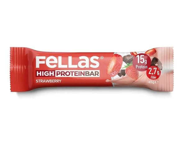 Fellas Yüksek Protein Bar - Çilekli 45g (3 Adet) - 4