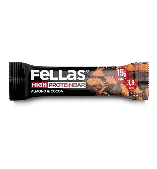 Fellas Yüksek Protein Bar - Bademli ve Kakaolu 45g (3 Adet) - 2