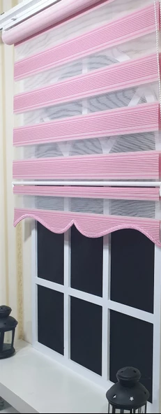 Pliseli Zebra Stor Perde Pembe Etek Dilimli ST 019  Pembe 90 x 200
