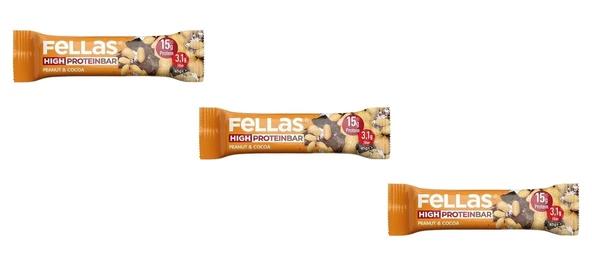 Fellas Yüksek Protein Bar - Yer Fıstıklı ve Kakaolu 45g (3 Adet)