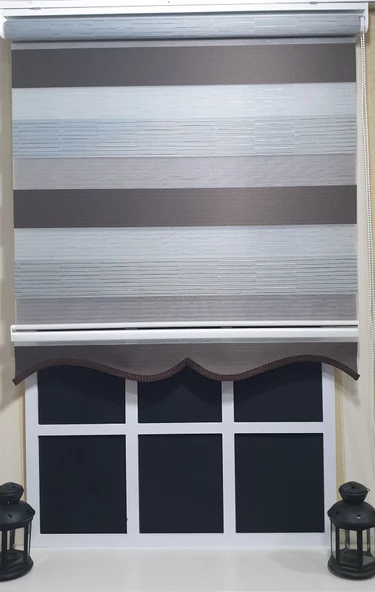 Pliseli Zebra Stor Perde Kahve Gri Etek Dilimli ST 015  Gri 60 x 200 - 5