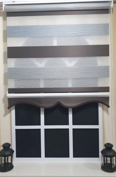 StorBurada Pliseli Zebra Stor Perde Kahve Gri Etek Dilimli ST 015  Gri 30 x 200 - 3